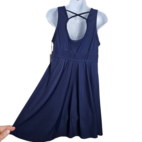 Kate Kasin Womens Navy Large Swimsuit with Boy Shorts Bow Tie & Crisscross Back - Picture 9 of 12